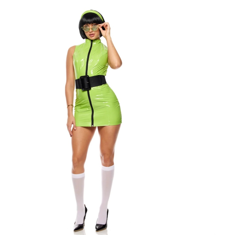 Forplay Neon Green Mini Dress with Black Accents